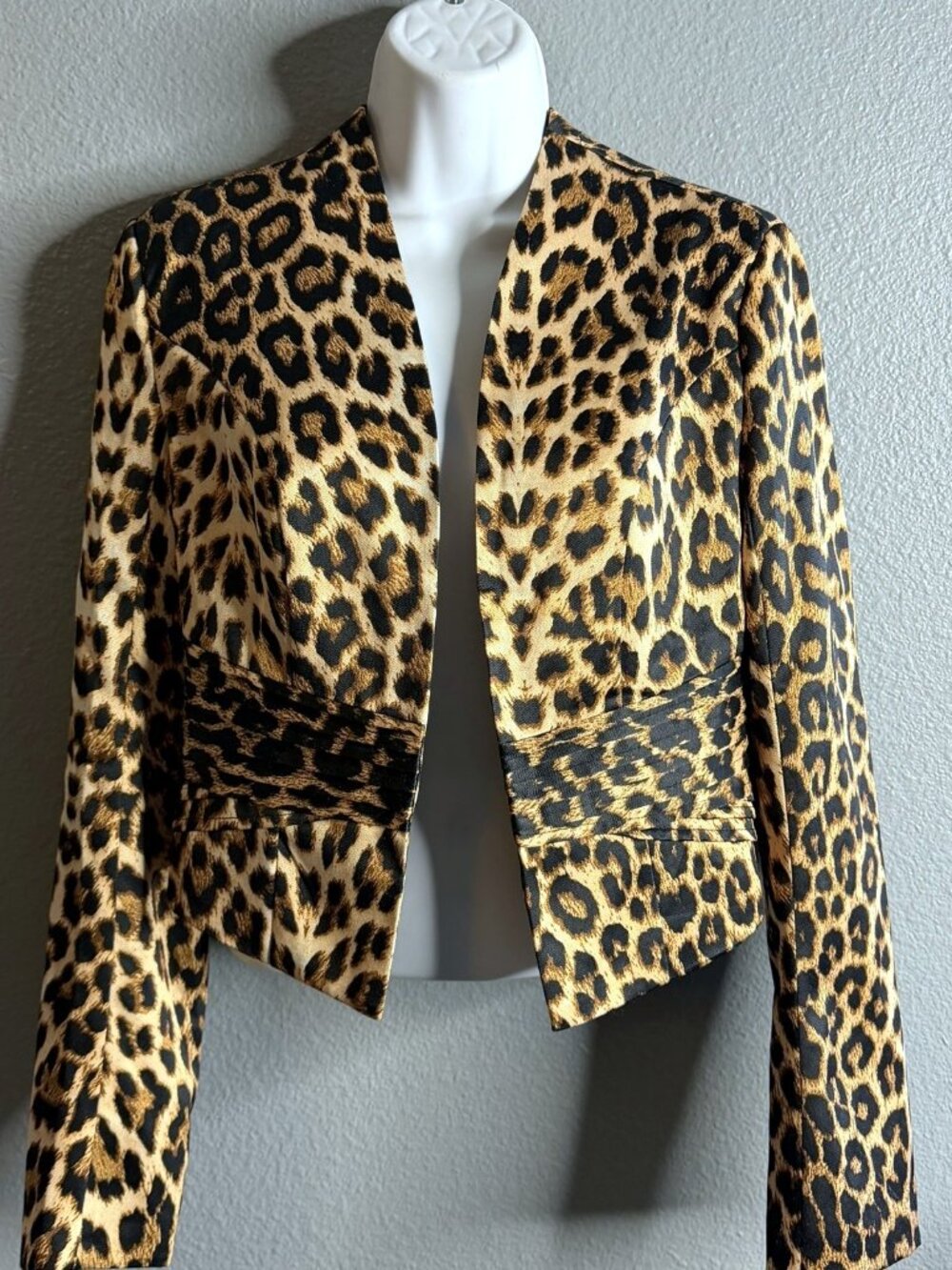 Forever 21 Leopard Print Cropped Blazer Open Front Size S